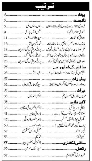 Urdu Science Monthly Title April 2019 Index