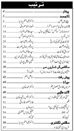 Urdu Science Monthly Title June 2019 Index