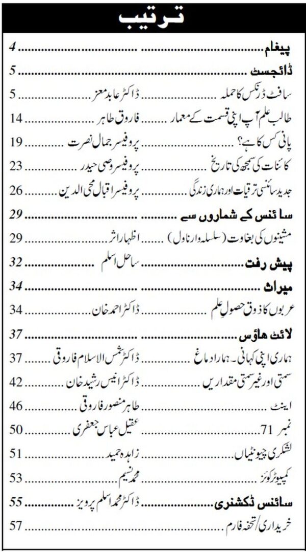 Urdu Science Monthly Title August 2019 Index