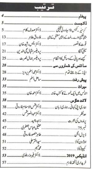 Urdu Science Monthly Title December 2019 Index