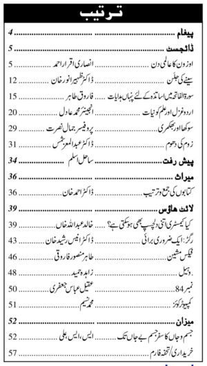 Urdu Science Monthly Title September 2020 Index