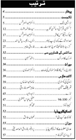 Urdu Science Monthly Title July 2021 Index