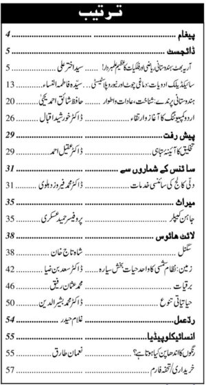 Urdu Science Monthly Title February 2025 Index