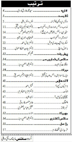 Urdu Science Monthly Title January 2017 Index