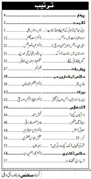 Urdu Science Monthly Title August 2017 Index