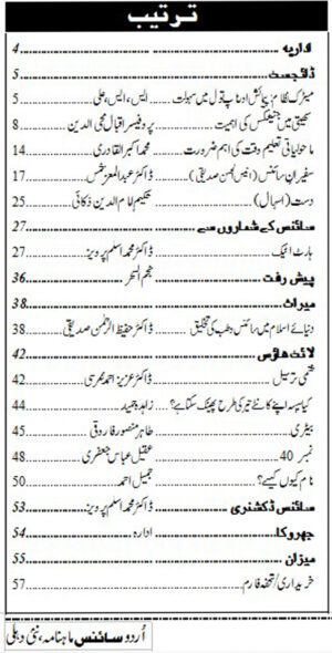 Urdu Science Monthly Title January 2017 Index