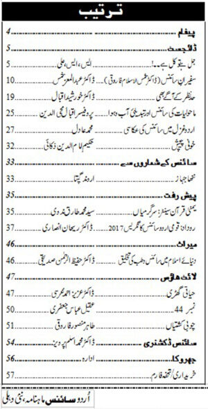 Urdu Science Monthly Title May 2017 Index