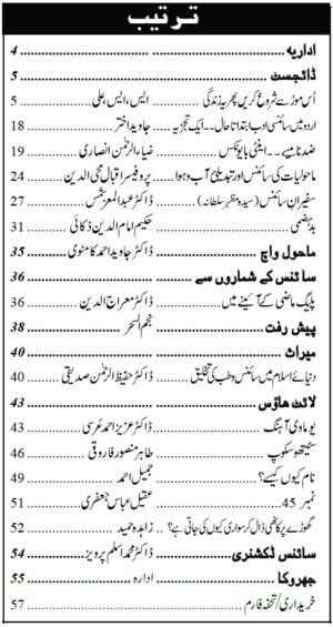 Urdu Science Monthly Title June 2017 Index