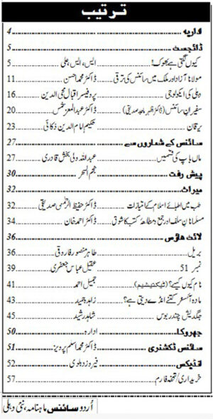 Urdu Science Monthly Title December 2017 Index