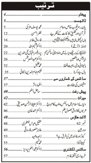 Urdu Science Monthly Title November 2018 Index