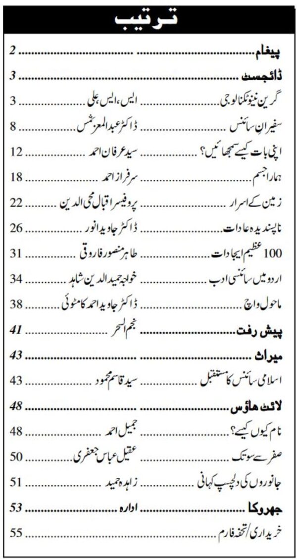 Urdu Science Monthly Title May 2014 Index