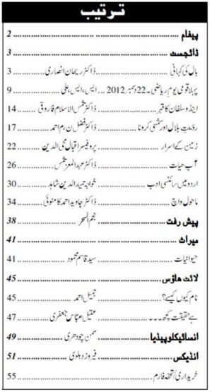 Urdu Science Monthly Title January 2013 Index