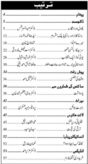 Urdu Science Monthly Issue 383 Month December 2025 index